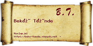 Bekő Tünde névjegykártya